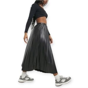 Womens Black Faux Leather Skirt